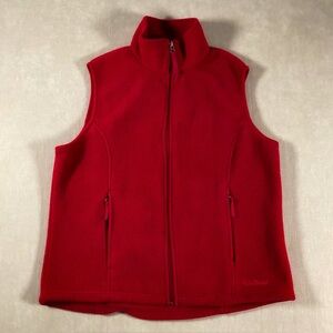 L.L. Bean Women’s M-REG Red Polartec Fleece Zip Vest Outdoor Fall Winter